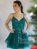 Lace Homecoming Dress V Neck Appliqued Short Prom Dress ARD2783-SheerGirl