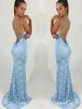 Lace Mermaid Prom Dresses,Sexy Backless Long Evening Dresses APD3132-SheerGirl