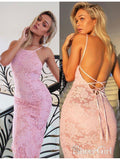 Lace Mermaid Prom Dresses,Sexy Backless Long Evening Dresses APD3132-SheerGirl