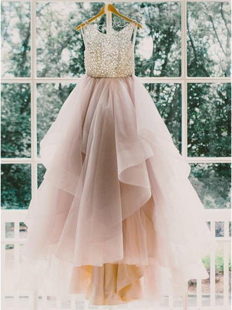 Lace Vintage Wedding Dresses Ruffle Skirt Organza Princess Wedding Dresses AWD1046-SheerGirl