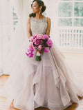 Lace Vintage Wedding Dresses Ruffle Skirt Organza Princess Wedding Dresses AWD1046-SheerGirl