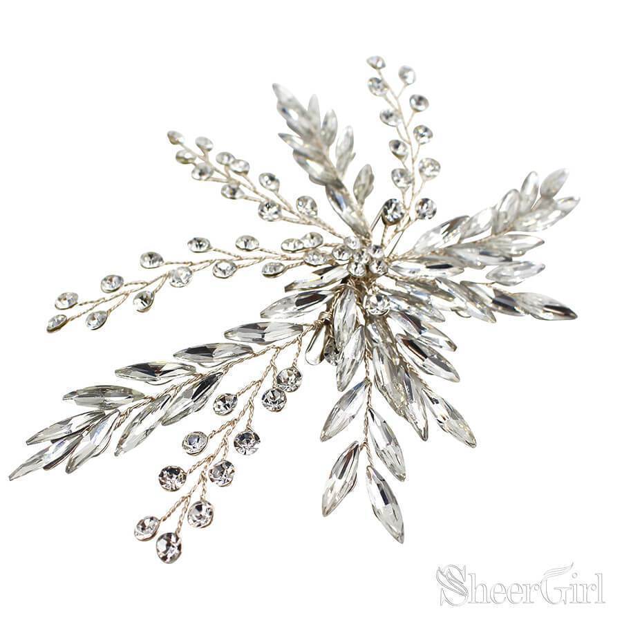 Laurel Leaf Crystal Bridal Hair Clip ACC1127-SheerGirl