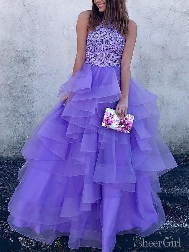 Lavender Ball Gown Prom Dresses Halter Quinceanera Dress ARD2230-SheerGirl