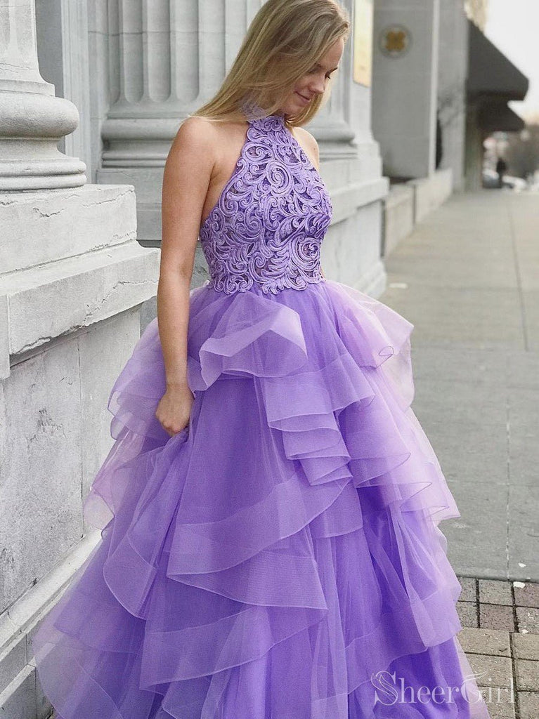 Lavender Ball Gown Prom Dresses Halter Quinceanera Dress ARD2230