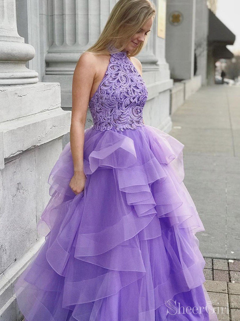 Elegant Purple Stars A-Line Prom Dress Y2738 – Simplepromdress