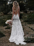Lavish Drop Waist Mermaid Wedding Dress with Statement Long Illusion Train AWD1825-SheerGirl