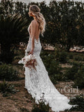 Lavish Drop Waist Mermaid Wedding Dress with Statement Long Illusion Train AWD1825-SheerGirl