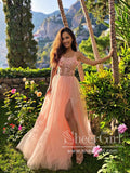 Leg Slit See Through Lace Prom Gown Sweetheart Neck Tulle Prom Dress ARD2670-SheerGirl