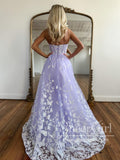 Light Blue Butterfly Lace A Line Prom Dresses Strapless Sparkly Long Party Dress ARD2896-SheerGirl