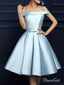 Light Blue Cheap Graduation Dresses Off the Shoulder Homecoming Dresses ARD1320