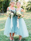 Light Blue High Low Bridesmaid Dress Tea Length Bridesmaid Dresses ARD1376