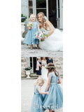 Light Blue Organza Cheap Baby Flower Girl Dresses with Lace Top ARD1285-SheerGirl