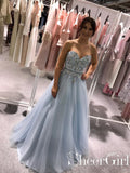 Light Blue Sweatheart Embroidered and Tulle Ball Gown Prom Dress ARD2564-SheerGirl