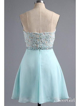 Light Blue Sweetheart Neck Chiffon Beaded Homecoming Dresses,apd2527-SheerGirl