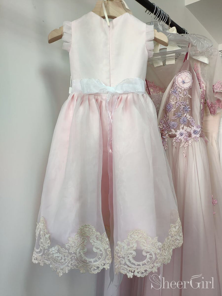 Light Pink Lace Flower Girl Dresses with Sash ARD2027-SheerGirl