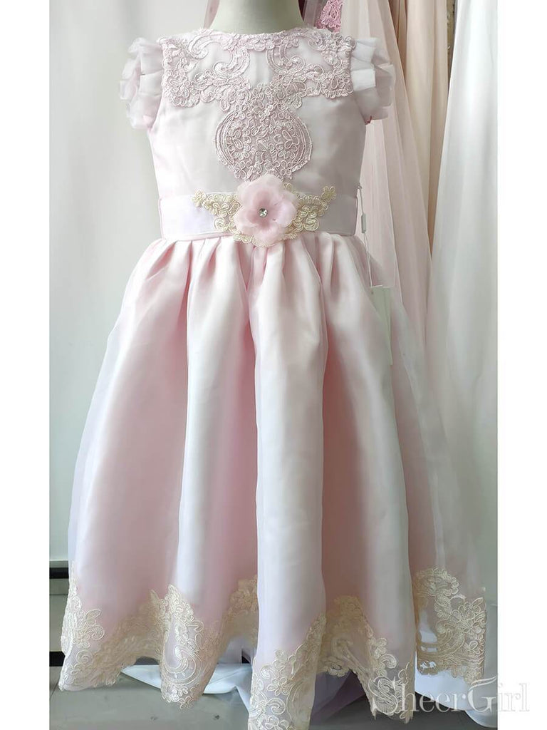 Light Pink Lace Flower Girl Dresses with Sash ARD2027-SheerGirl