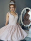Light Pink Simple Homecoming Dresses V Neck Beaded Homecoming Dress ARD1679