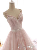 Light Pink Tulle Iovry Appliqued Quinceanera Dress Sweet Heart Neckline Cathedral Train Wedding Dress AWD1705-SheerGirl