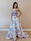 Lilac Floral Boho Prom Dresses Spaghetti Strap Junior Prom Dress ARD2073
