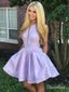 Lilac Jacquard Floral Homecoming Dresses with Pocket Halter Graduation Dress ARD1469