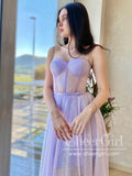 Lilac Sparkly Prom Dress Corset Party Dress Homecoming Dress Detachable Train ARD2884-SheerGirl