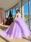 Lilac Sparkly Tulle Ball Gown Beaded Bodice Long Prom Dress in Floor Length ARD2892