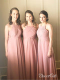 Long Cheap Chiffon Pink Bridesmaid Dress Halter Bridesmaid Dresses PB10038-SheerGirl