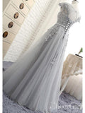 Long Cheap Lace Prom Dresses Silver Maxi Dress Evening Gowns ARD1021-SheerGirl