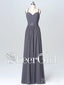 Long Chiffon Bridesmaid Dresses Spaghetti Strap Steel Gray Formal Evening Gowns APD3290