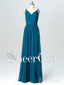 Long Chiffon Formal Dress Open Back Spaghetti Strap Pleated Maxi Prom Dresses APD3248