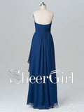 Long Chiffon Formal Evening Dresses Strapless Lace Appliqued High Low Bridesmaid Dresses APD3293-SheerGirl