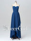Long Chiffon Formal Evening Dresses Strapless Lace Appliqued High Low Bridesmaid Dresses APD3293