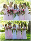 Long Chiffon Pink Bridesmaid Dresses A Line V Neck Cheap Bridesmaid Dress ARD1567