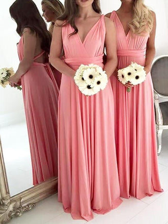 Long Chiffon Plus Size Bridesmaid Dresses Backless Light Coral Bridesmaid Dresses ARD1162-SheerGirl