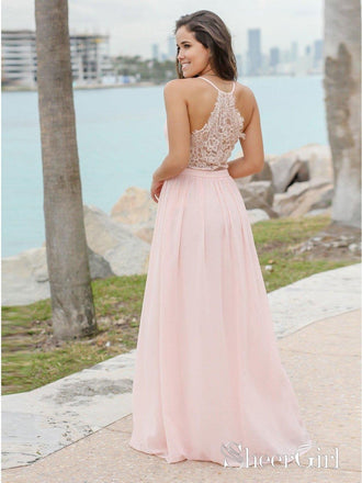 Long Formal Maternity Dresses See Through Back Simple Blush Bridesmaid Dresses APD3450-SheerGirl