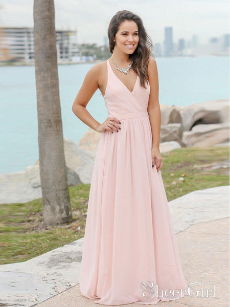 see through bridesmaid dresses Deep V-neck Long Satin See Through Back Bridesmaid Dresses
