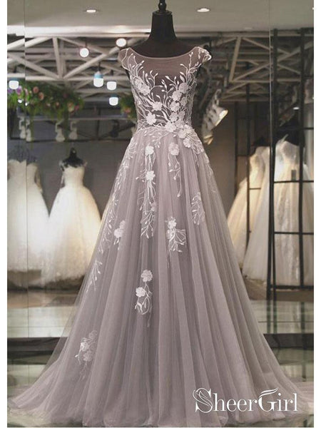 grey plus size formal dress Plus Size Grey Glitter Tulle Beaded Lace A-Line Formal Gown