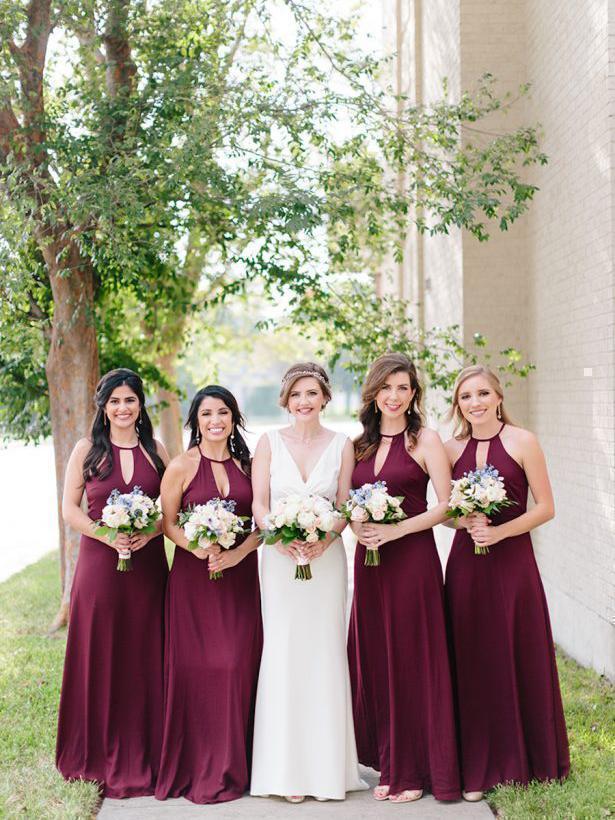 Long Halter Plum Bridesmaid Dresses Plus Size Jersey Bridesmaid Dress –  SheerGirl