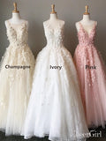 Long Lace Applique Prom Dresses Cheap Tulle Formal Dresses ARD2010-SheerGirl