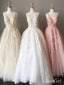 Long Lace Applique Prom Dresses Cheap Tulle Formal Dresses ARD2010