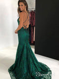 Long Lace Burgundy Formal Evening Gowns Spaghett Strap Prom Dresses with Slit APD3416-SheerGirl