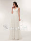 Long Lace Ivory Double V-Neck Bridal Gowns Sleeveless Beach Wedding Dresses APD3244