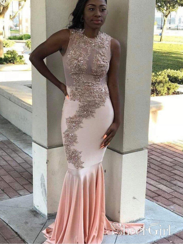 Long Mermaid Lace Appliqued Beaded Prom Dresses Pink Ombre Formal Gowns APD3376 Long Mermaid Lace Appliqued Beaded Prom Dresses Pink Ombre Formal Gowns APD3376