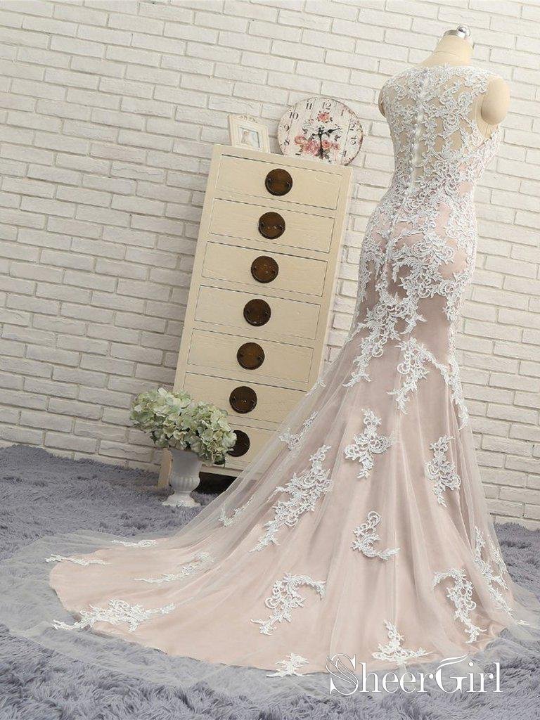 Long Mermaid Lace Appliqued Prom Dresses Plus Size Formal Evening Ball Gowns ARD1033-SheerGirl