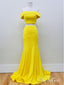 Vestidos de fiesta de dos piezas de sirena larga Vestido formal con hombros descubiertos amarillo narciso APD3362 