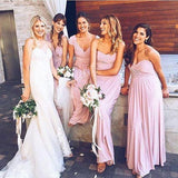 Long Pink Mismatched Bridesmaid Dresses Cheap Plus Size Bridesmaid Dresses ARD1164-SheerGirl