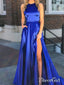 Long Quinceanera Dress with Pocket Thigh Slit Royal Blue Prom Dresses 2018 APD3275