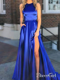 Long Quinceanera Dress with Pocket Thigh Slit Royal Blue Prom Dresses 2018 APD3275-SheerGirl