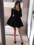 Long Sleeve Black Homecoming Dresses Mini Short Red Prom Dress ARD1733-SheerGirl