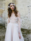 Long Sleeve Bohemian Beach Wedding Dresses Cold Shoulder Boho Rustic Wedding Dress AWD1239